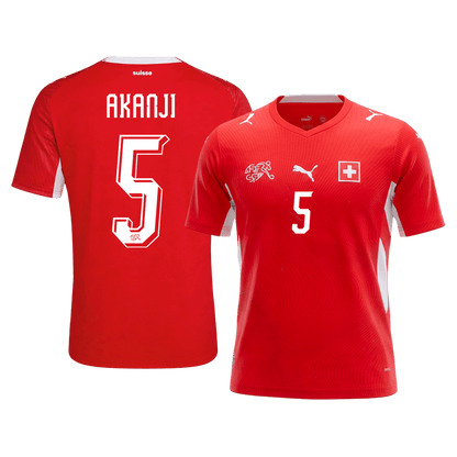 AKANJI #5 Maillot Domicile Suisse - Coupe du Monde 2026 Rouge