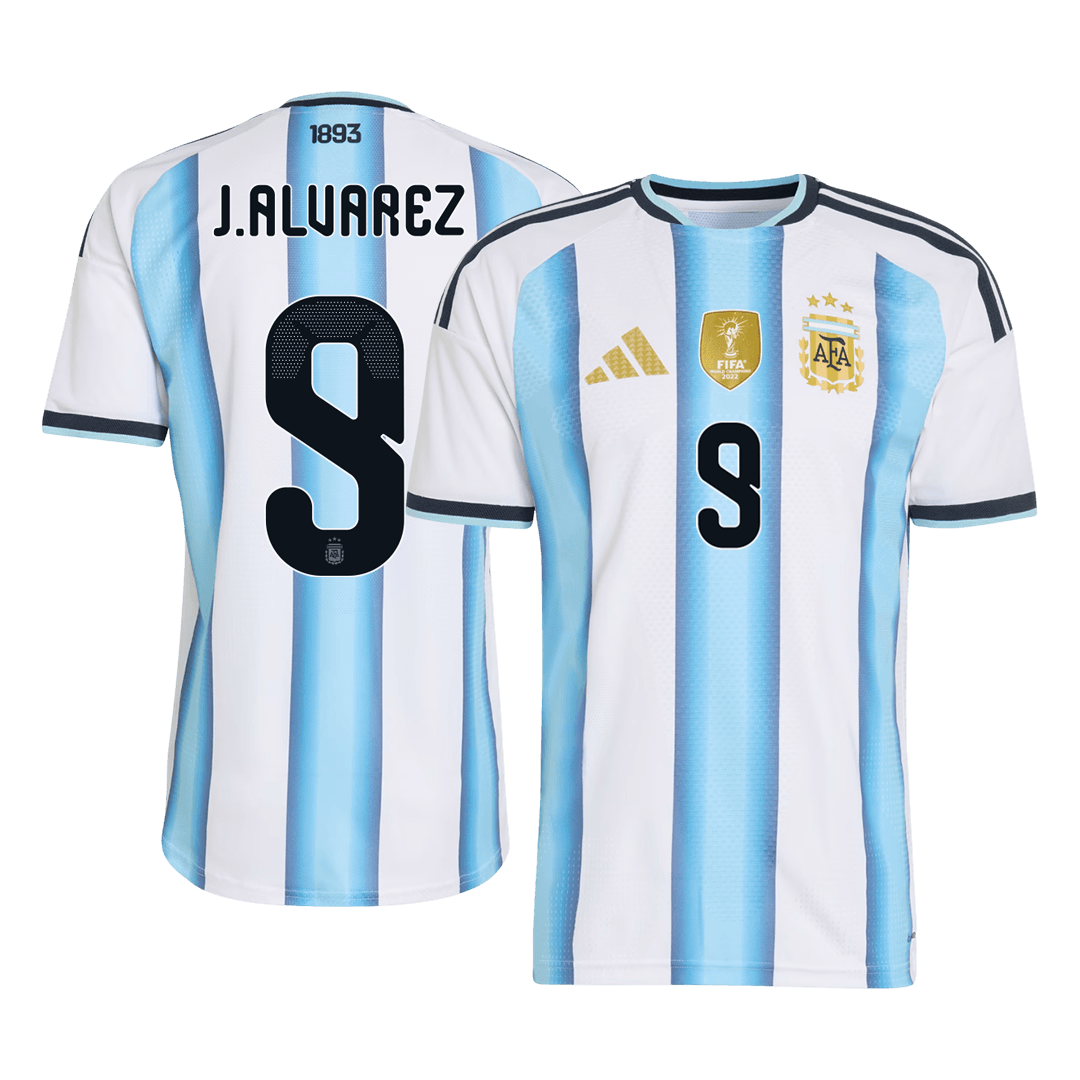 J. ALVAREZ #9 Maillot Domicile Argentine - Coupe du Monde 2026 Bleu&Blanc Joueur