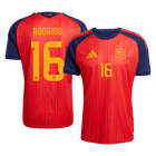 RODRIGO #16 Espagne Domicile Maillot - Coupe du Monde 2026 Rouge - Super