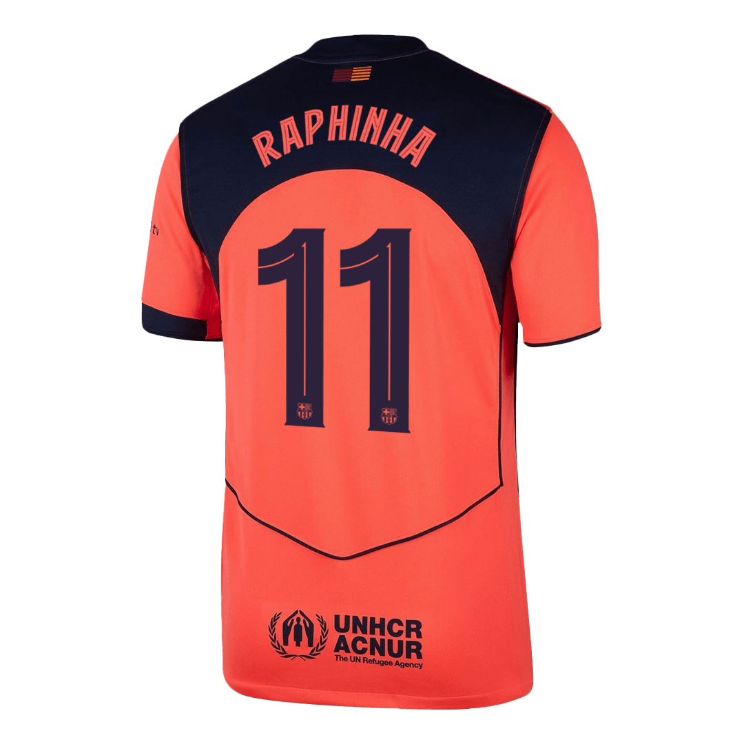 RAPHINHA #11 Barcelone Troisième Maillot 2025/26 Orange - UCL