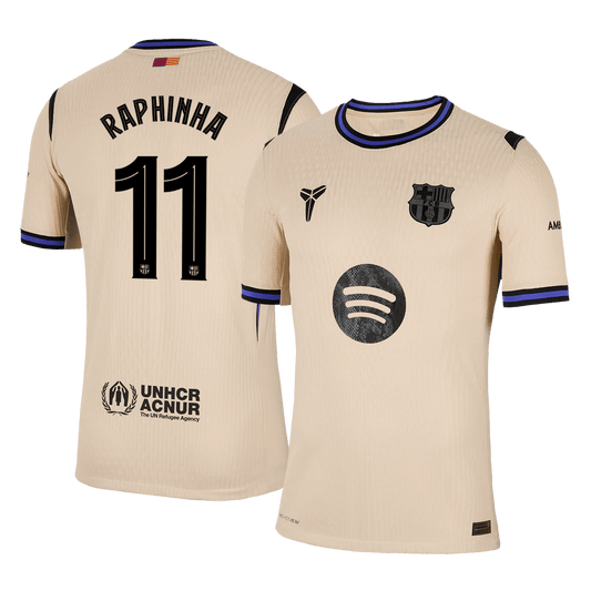 RAPHINHA #11 Barcelone Maillot Extérieur 2025/26 Jaune Joueur - UCL