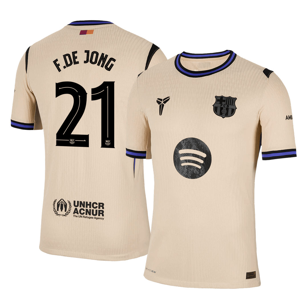 F.DE JONG #21 Barcelone Maillot Extérieur 2025/26 Jaune Joueur - UCL