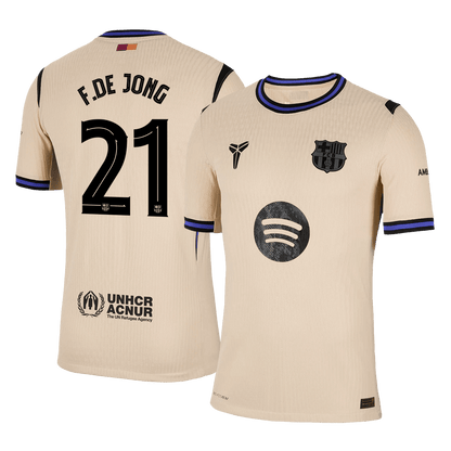 F.DE JONG #21 Barcelone Maillot Extérieur 2025/26 Jaune Joueur - UCL