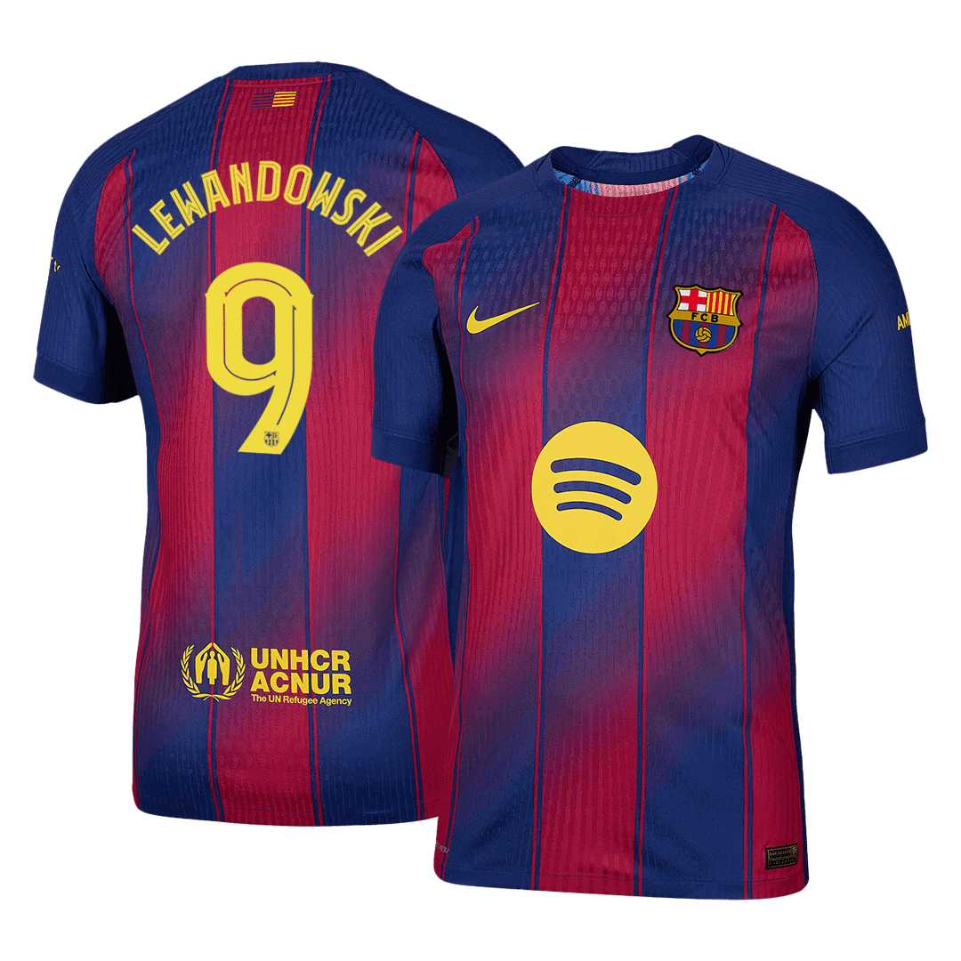 LEWANDOWSKI #9 Maillot Domicile Barcelone 2025/26 Rouge&Bleu Joueur - UCL
