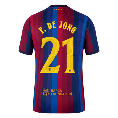 ف. دي يونغ #21 برشلونة القميص الأساسي 2026/27 أحمر وأزرق إصدار اللاعبين - دوري أبطال أوروبا