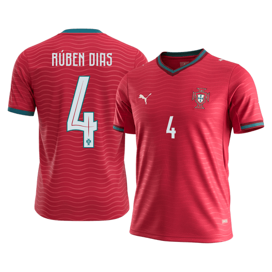 RÚBEN DIAS #4 Portugal Maillot Domicile - Coupe du Monde 2026 Rouge - Super