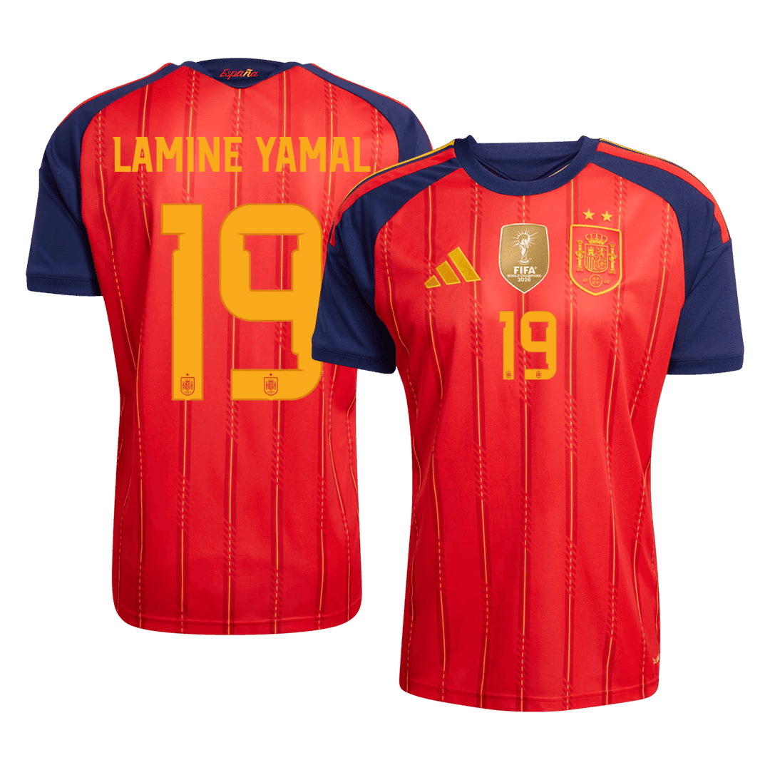 LAMINE YAMAL #19 Espagne Domicile Maillot - Coupe du Monde 2026 Rouge