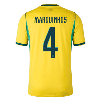 MARQUINHOS #4 Brésil Domicile Maillot - Coupe du Monde 2026 Jaune - Super