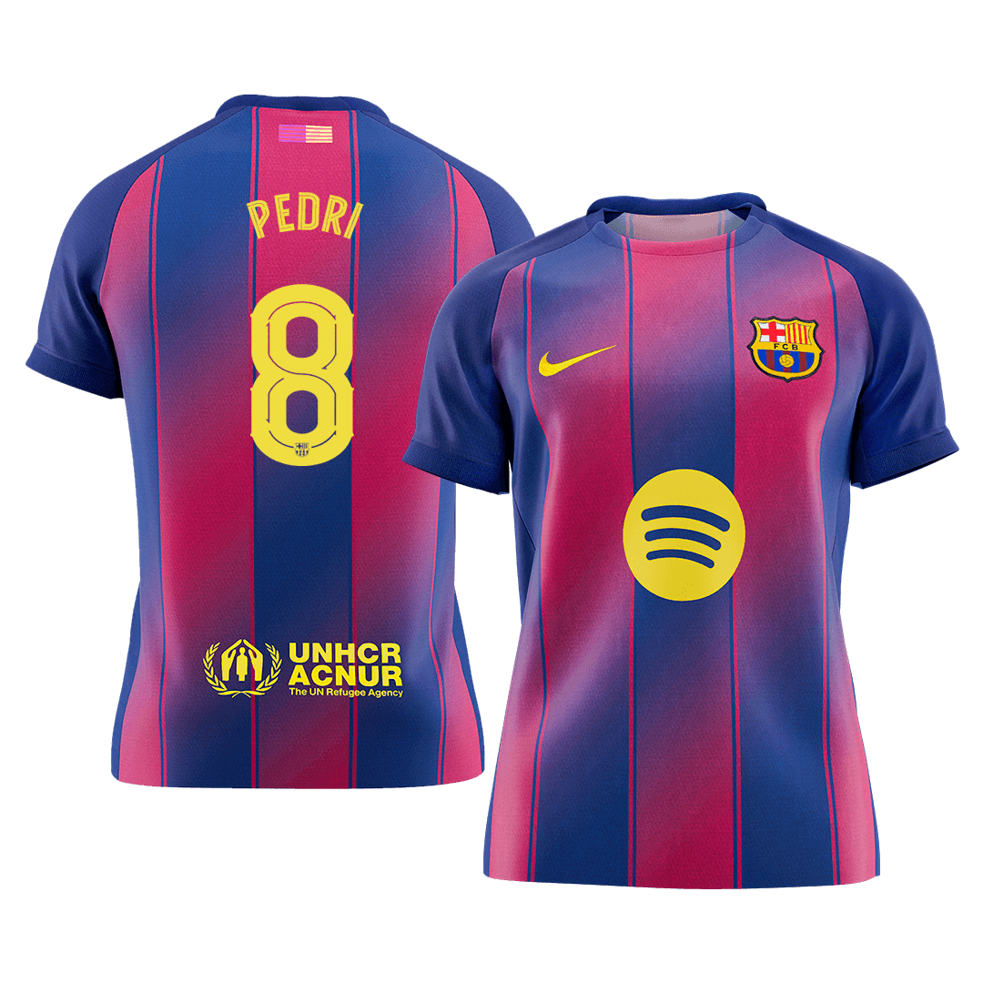 PEDRI #8 Barcelone Domicile Maillot 2025/26 Rouge&Bleu - UCL - Super