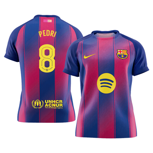 PEDRI #8 Barcelone Domicile Maillot 2025/26 Rouge&Bleu - UCL - Super