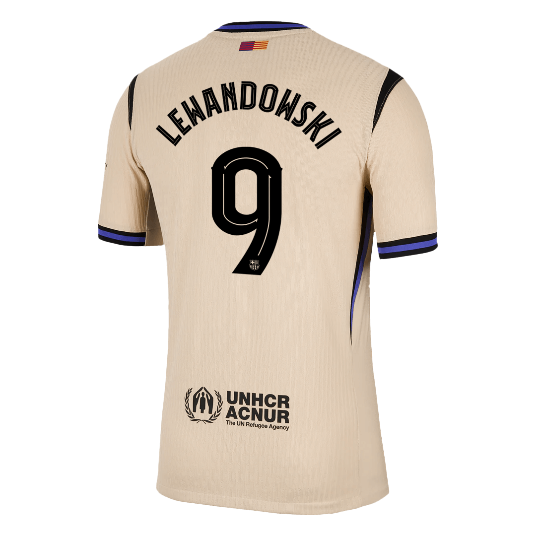 LEWANDOWSKI #9 Maillot Extérieur Barcelone 2025/26 Jaune Joueur - UCL