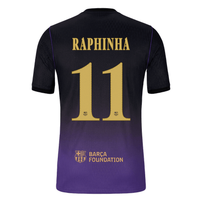 RAPHINHA #11 Barcelona Extérieur Maillot 2026/27 Black/Purple Joueur - UCL