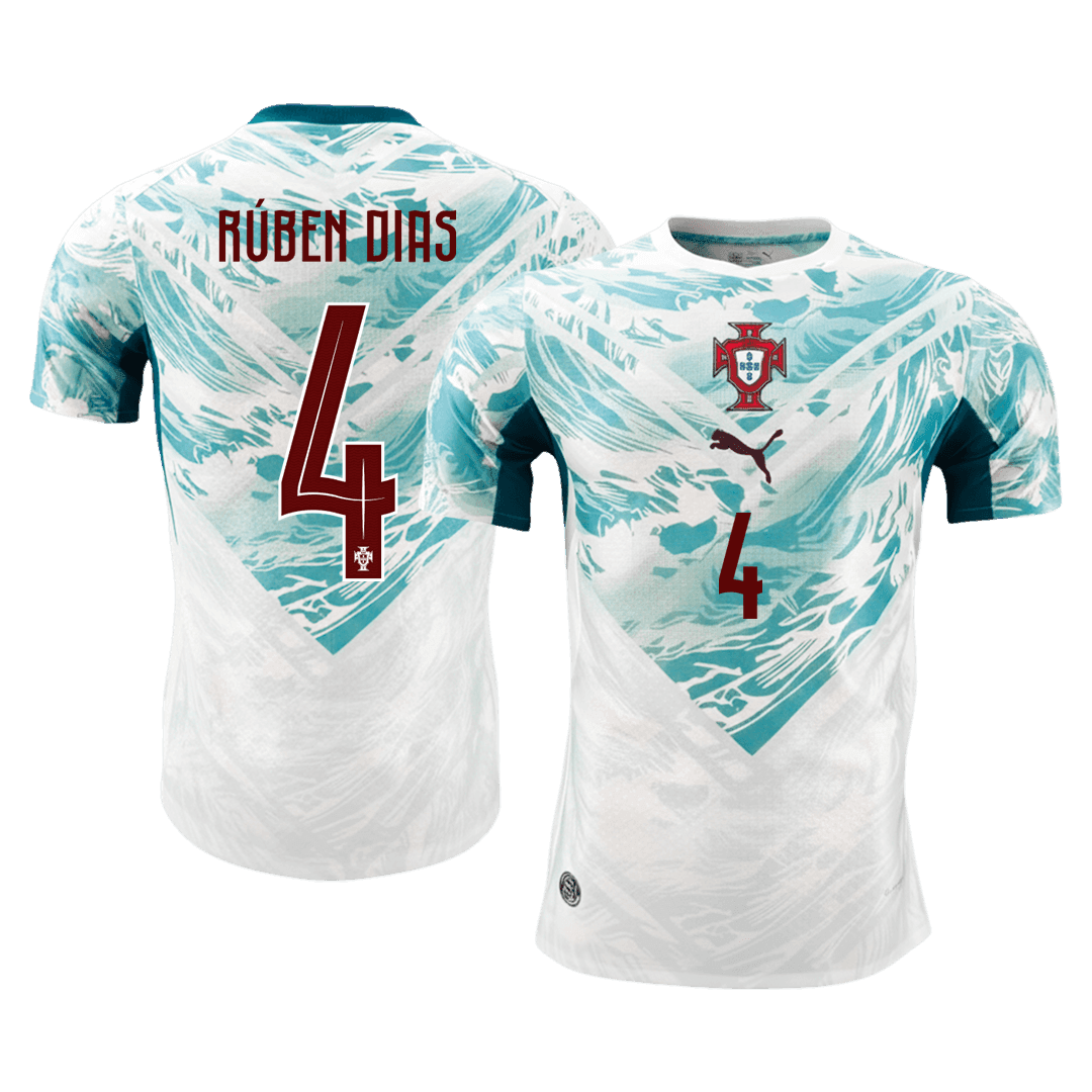 RÚBEN DIAS #4 Portugal Maillot Extérieur - Coupe du Monde 2026 Blanc&Vert Joueur