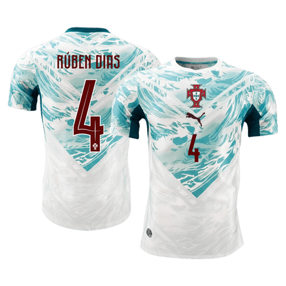 RÚBEN DIAS #4 Portugal Maillot Extérieur - Coupe du Monde 2026 Blanc&Vert Joueur
