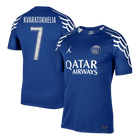 KVARATSKHELIA #7 PSG Maillot Quatrième Extérieur 2024/25 Bleu marine - UCL