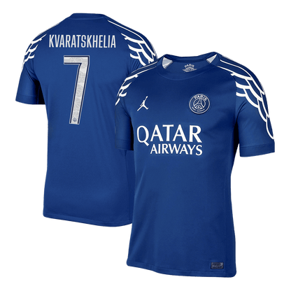 KVARATSKHELIA #7 PSG Maillot Quatrième Extérieur 2024/25 Bleu marine - UCL