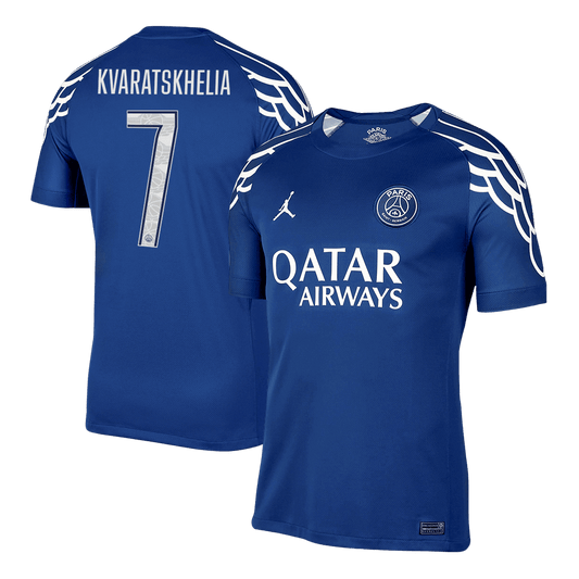 KVARATSKHELIA #7 PSG Fourth Away Maillot 2024/25 Bleu marine - UCL