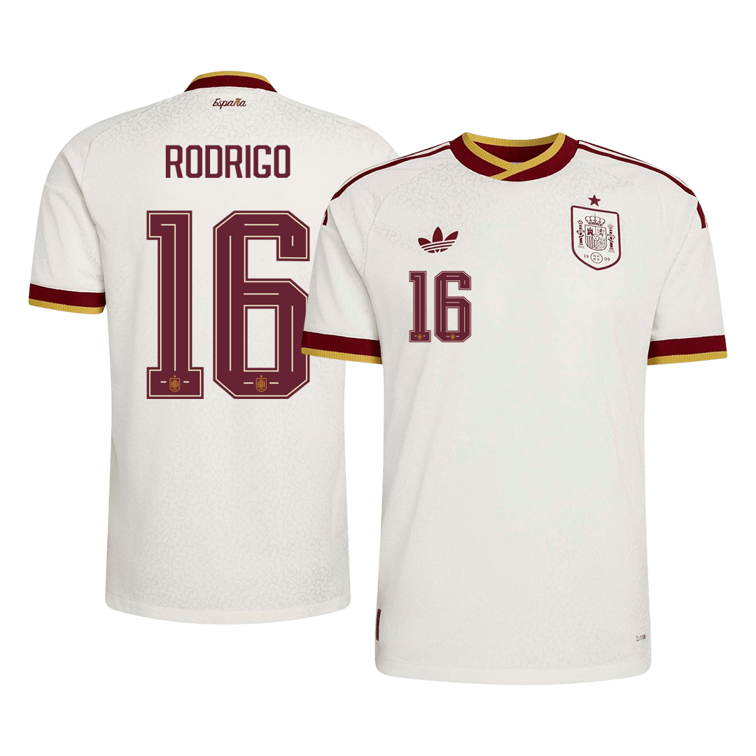 RODRIGO #16 Espagne Maillot Extérieur - Coupe du Monde 2026 Blanc Joueur