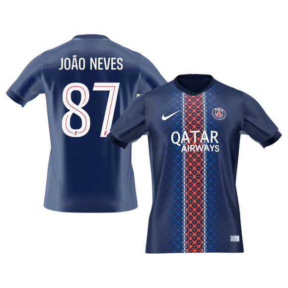 JOÃO NEVES #87 PSG Maillot Domicile 2025/26 Bleu marine - Super