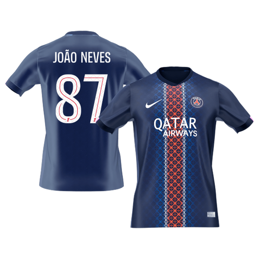JOÃO NEVES #87 PSG Maillot Domicile 2025/26 Bleu marine - Super