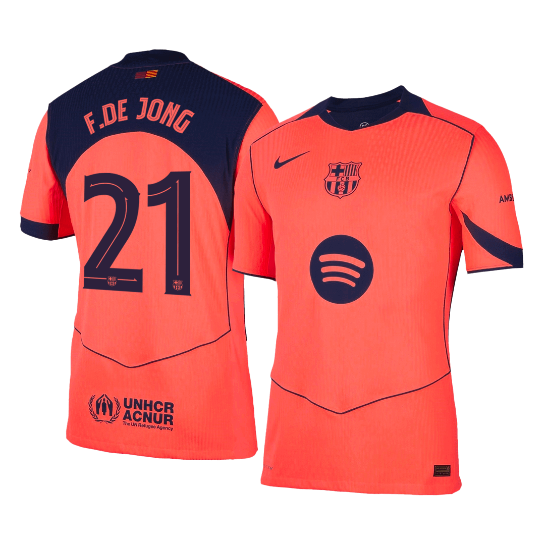 F.DE JONG #21 Barcelona Third Maillot 2025/26 Orange Joueur - UCL