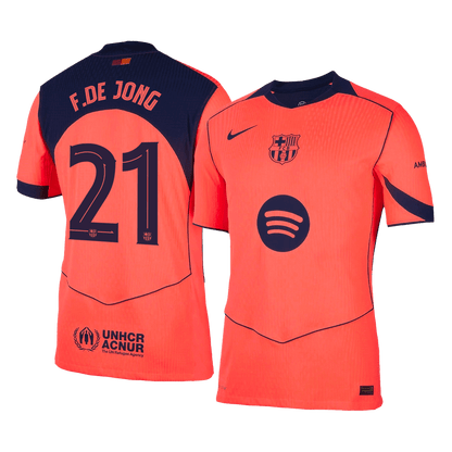 F.DE JONG #21 Barcelona Third Maillot 2025/26 Orange Joueur - UCL