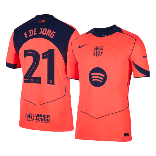 F.DE JONG #21 Barcelone Troisième Maillot 2025/26 Orange Joueur - UCL