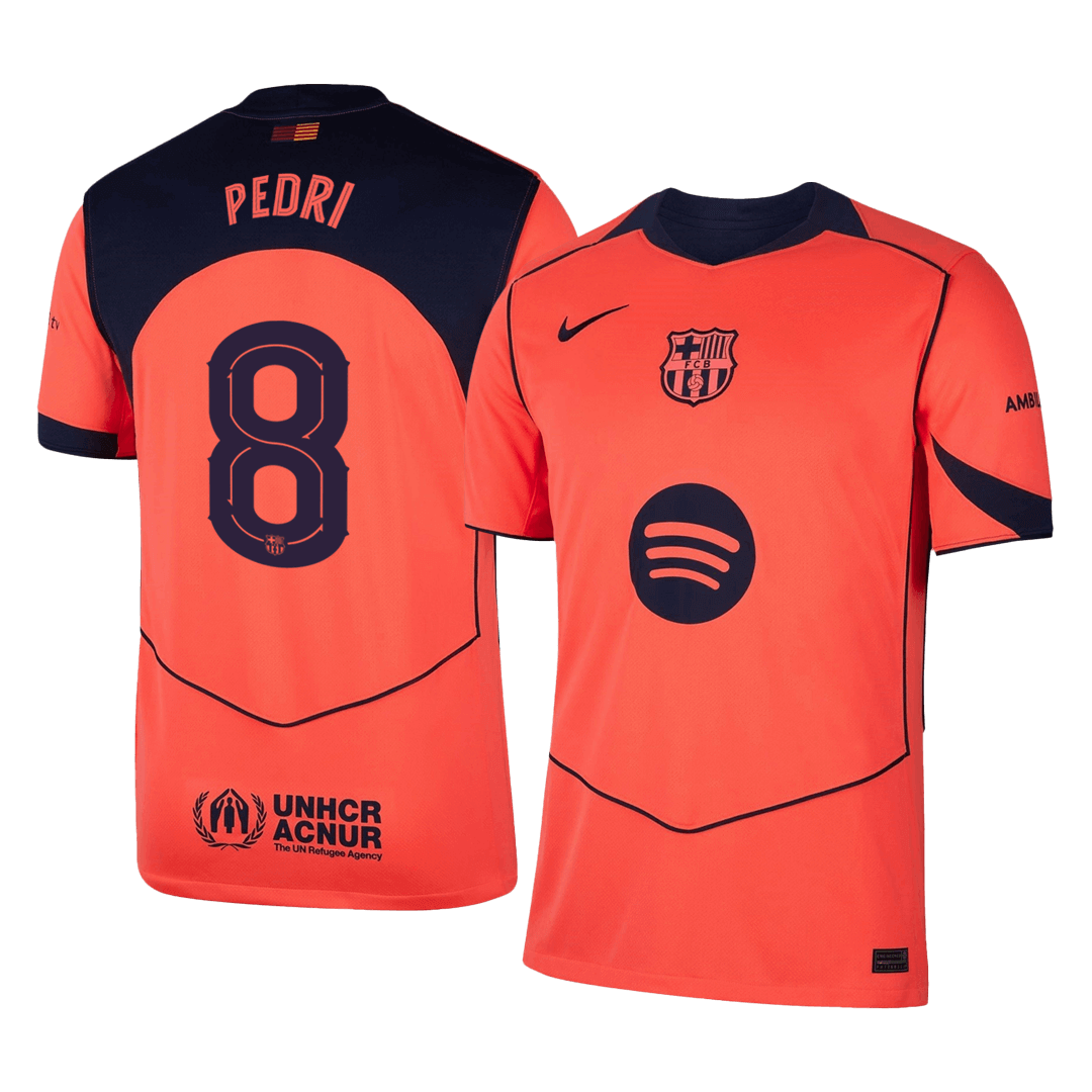 PEDRI #8 Barcelone Troisième Maillot 2025/26 Orange - UCL