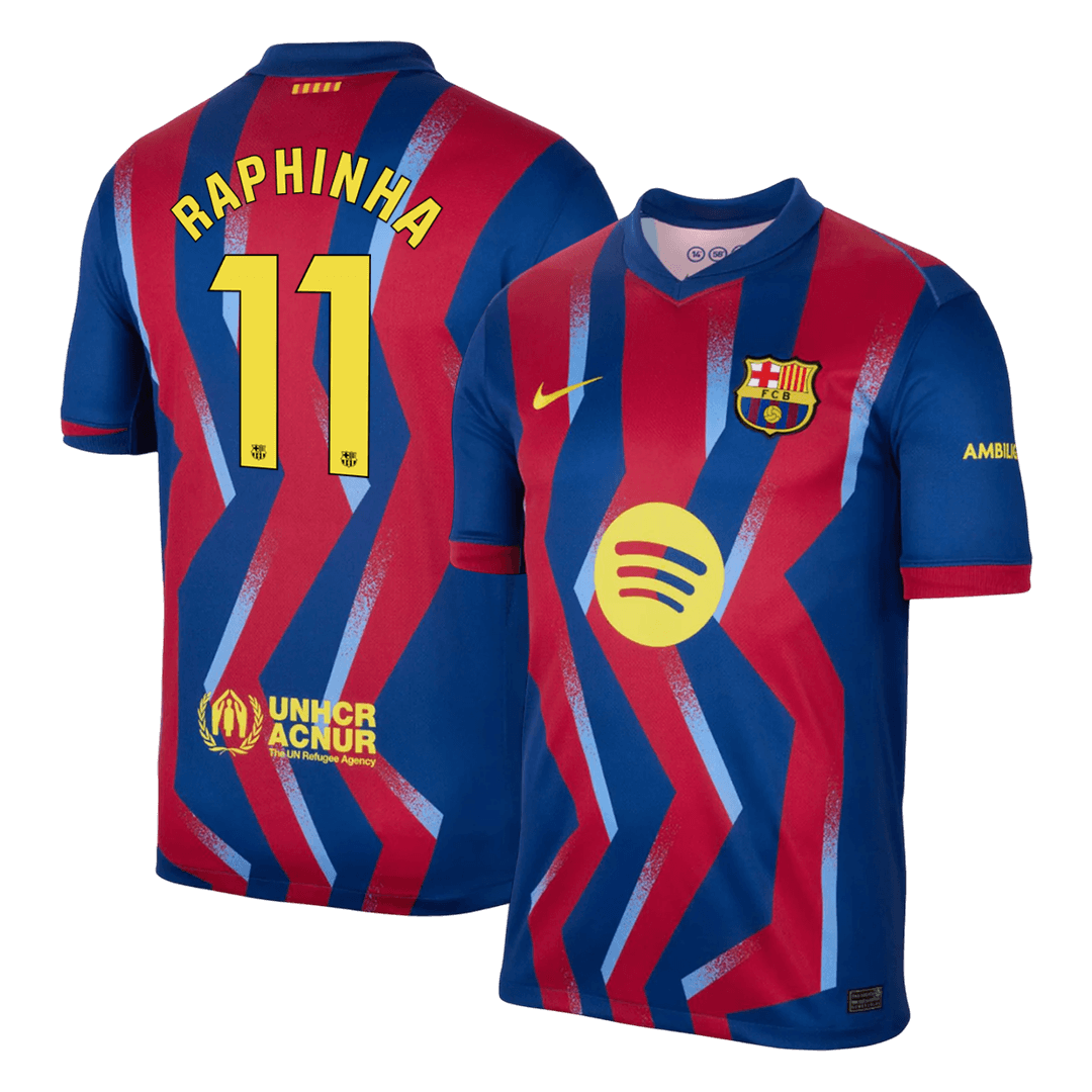RAPHINHA #11 Maillot Quatrième de Barcelone 2025/26 Rouge&Bleu