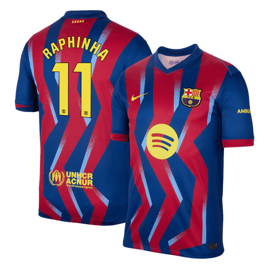 RAPHINHA #11 Maillot Quatrième de Barcelone 2025/26 Rouge&Bleu
