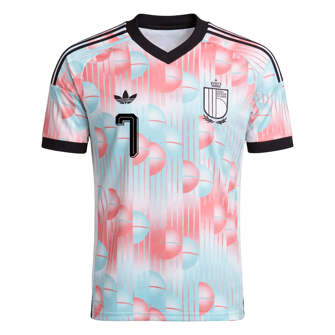 DE BRUYNE #7 Maillot Extérieur Belgique - Coupe du Monde 2026 Bleu et Rose