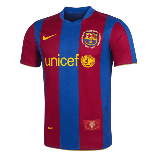 Maillot Domicile Rétro Barcelone 2007/08 Bleu&Grenat