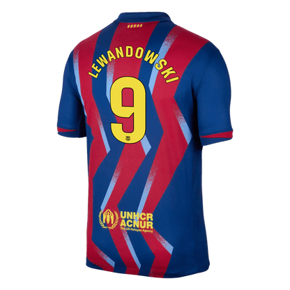 LEWANDOWSKI #9 Maillot Extérieur Quatrième Barcelone 2025/26 Rouge&Bleu