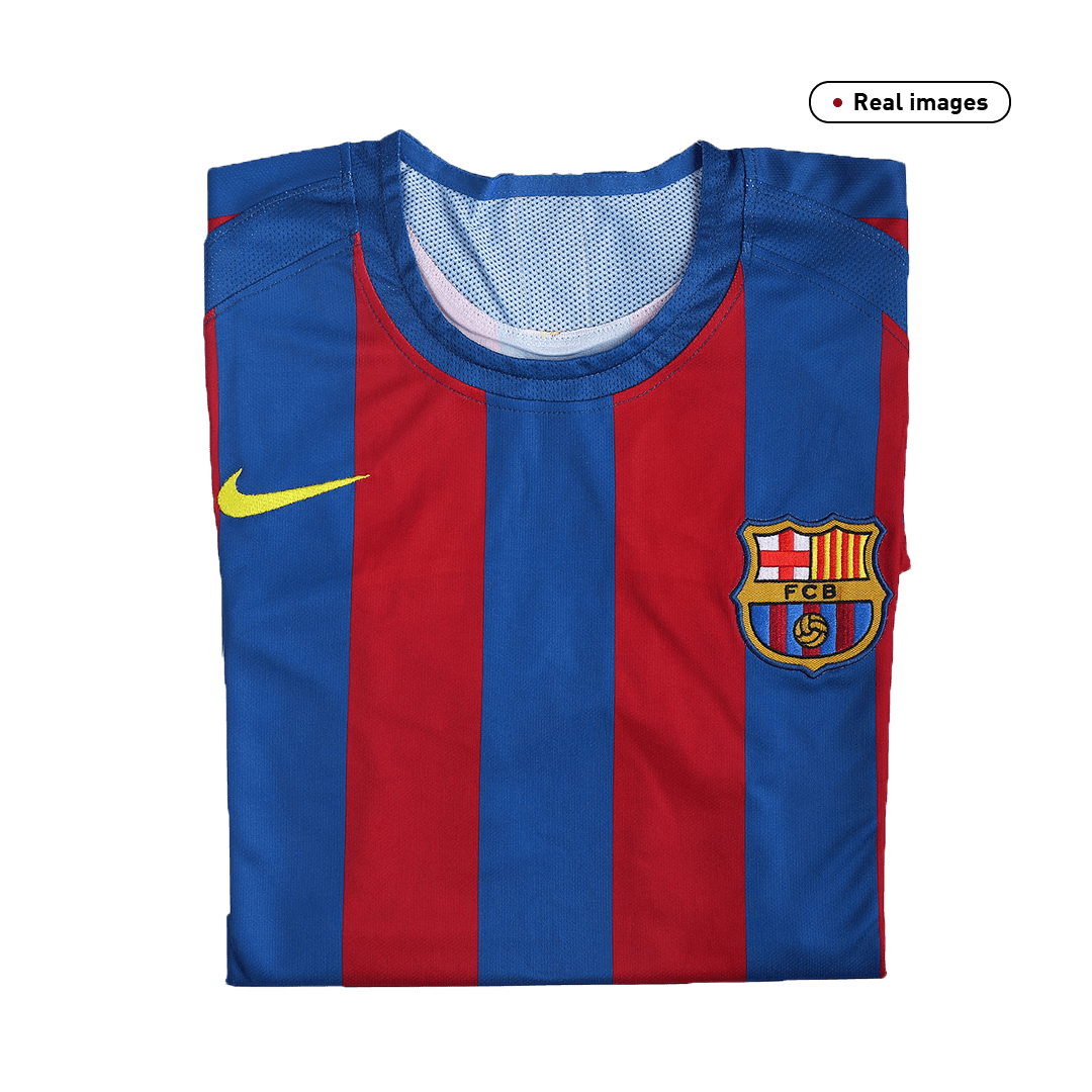 Maillot Rétro Domicile Barcelone 2005/06 Rouge&Bleu - UCL