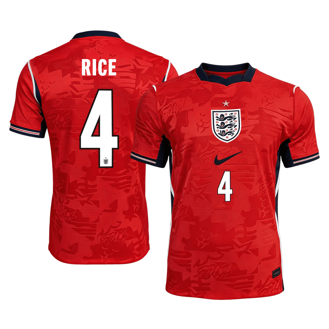 RICE #4 Angleterre Maillot Extérieur - Coupe du Monde 2026 Rouge Joueur
