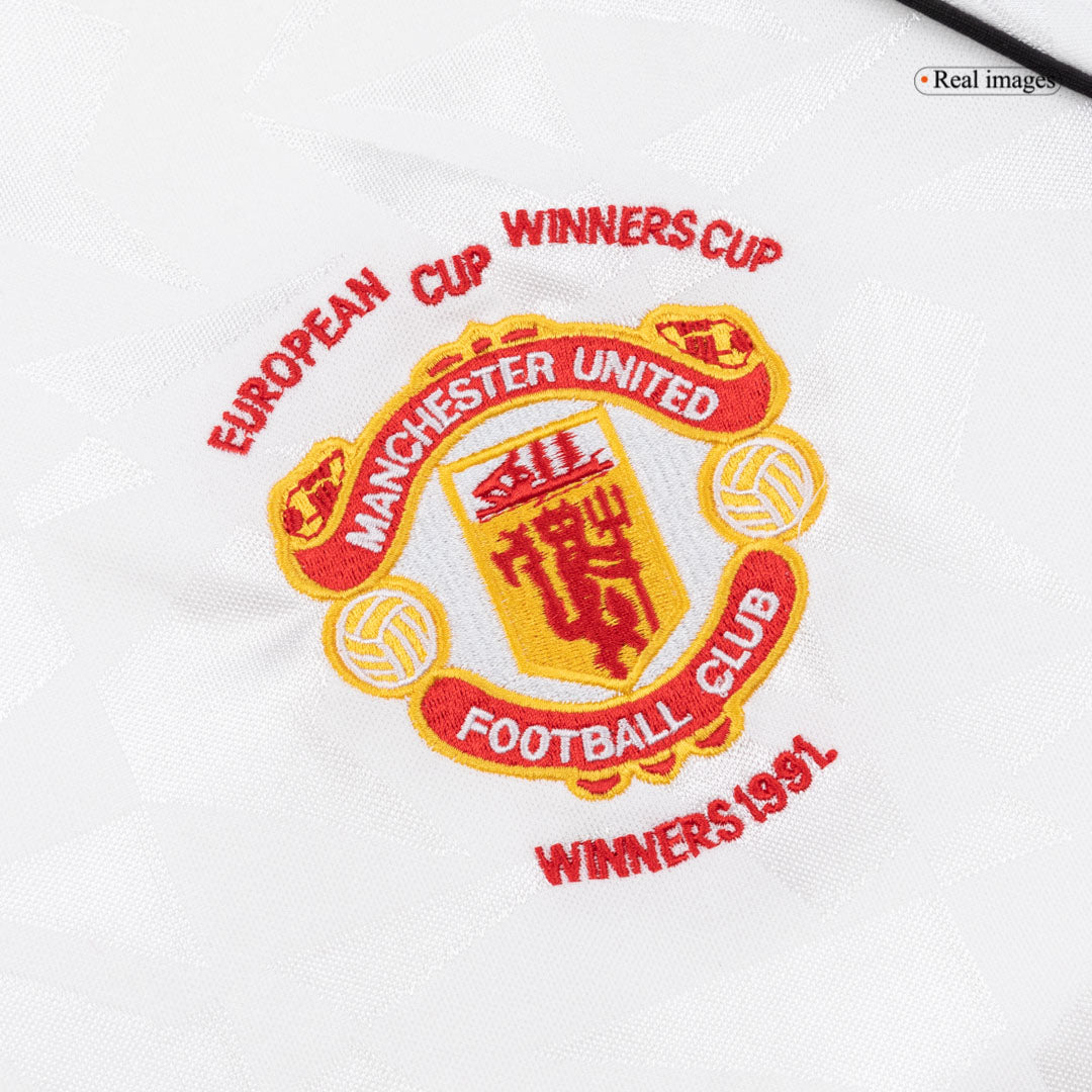 Maillot Rétro Manchester United Extérieur 1991 Blanc