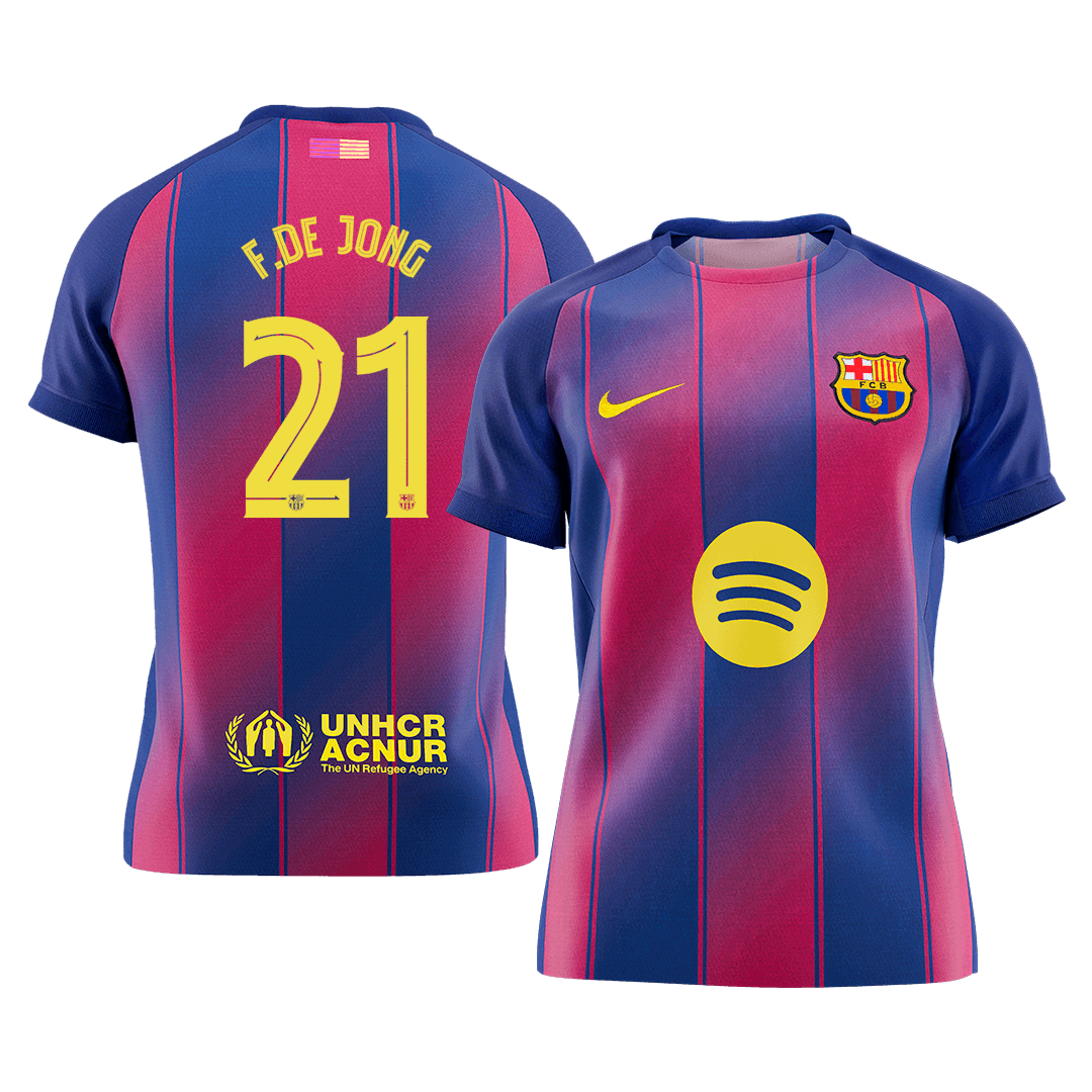 F.DE JONG #21 Barcelona Domicile Maillot 2025/26 Rouge&Bleu - UCL - Super