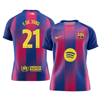 F.DE JONG #21 Barcelona Domicile Maillot 2025/26 Rouge&Bleu - UCL - Super