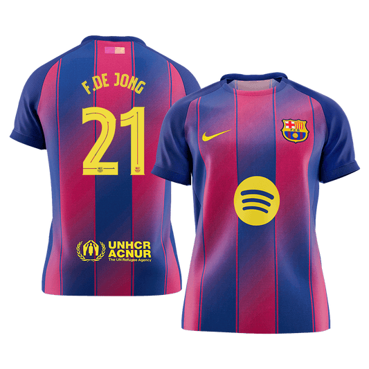 F.DE JONG #21 Barcelona Domicile Maillot 2025/26 Rouge&Bleu - UCL - Super