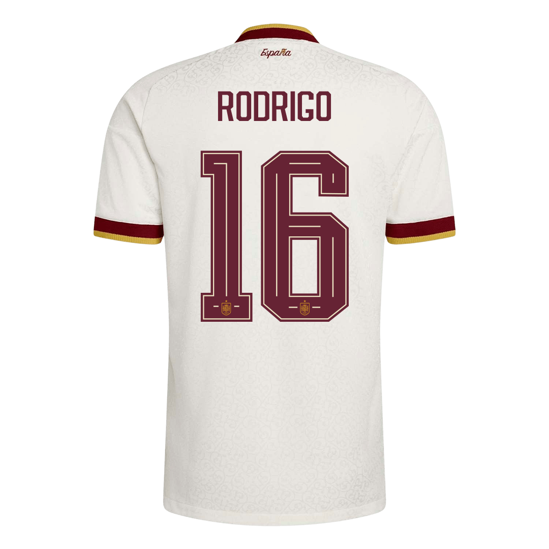 RODRIGO #16 Espagne Maillot Extérieur - Coupe du Monde 2026 Blanc Joueur