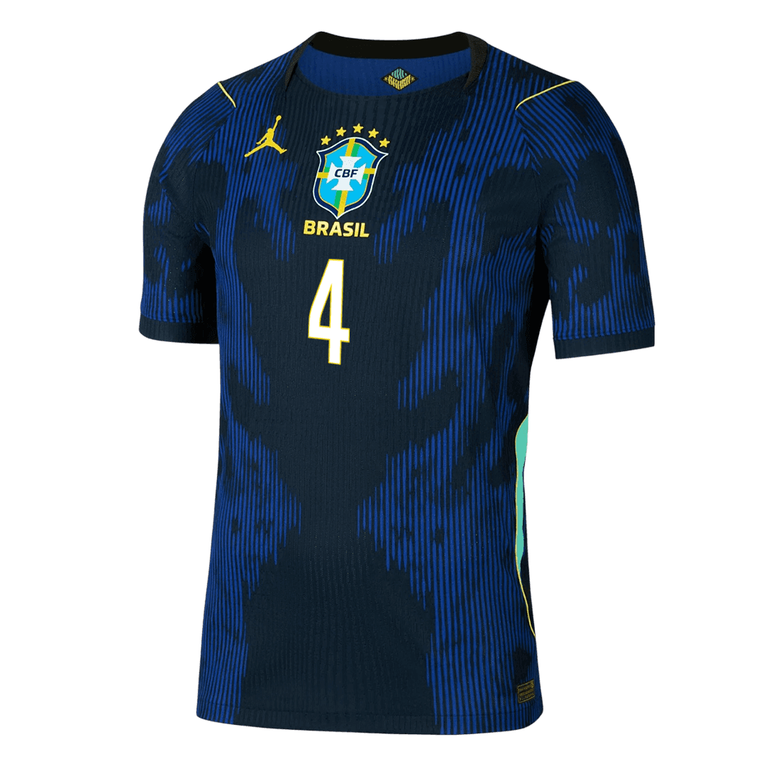 MARQUINHOS #4 Brésil Maillot Extérieur - Coupe du Monde 2026 Bleu Marine Joueur