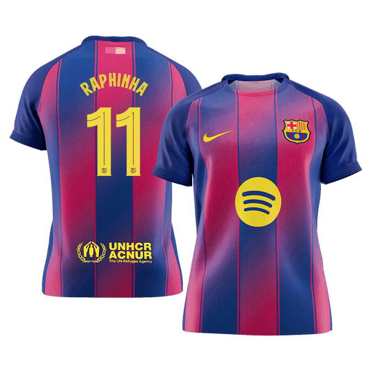 RAPHINHA #11 Barcelone Domicile Maillot 2025/26 Rouge&Bleu - UCL - Super