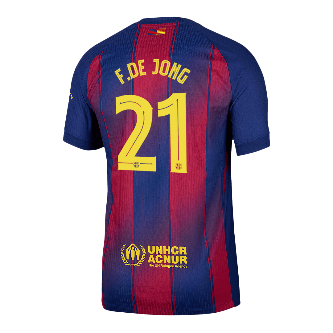 F.DE JONG #21 Barcelona Domicile Maillot 2025/26 Rouge&Bleu Joueur - UCL