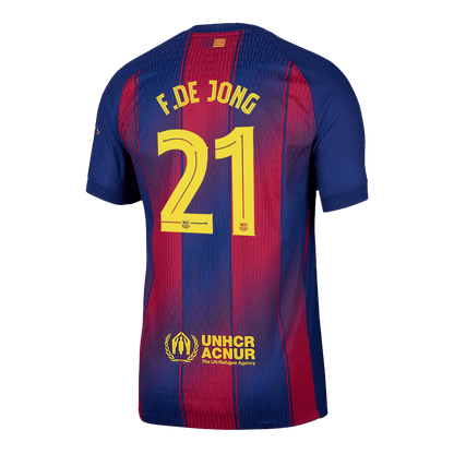 F.DE JONG #21 Barcelona Domicile Maillot 2025/26 Rouge&Bleu Joueur - UCL