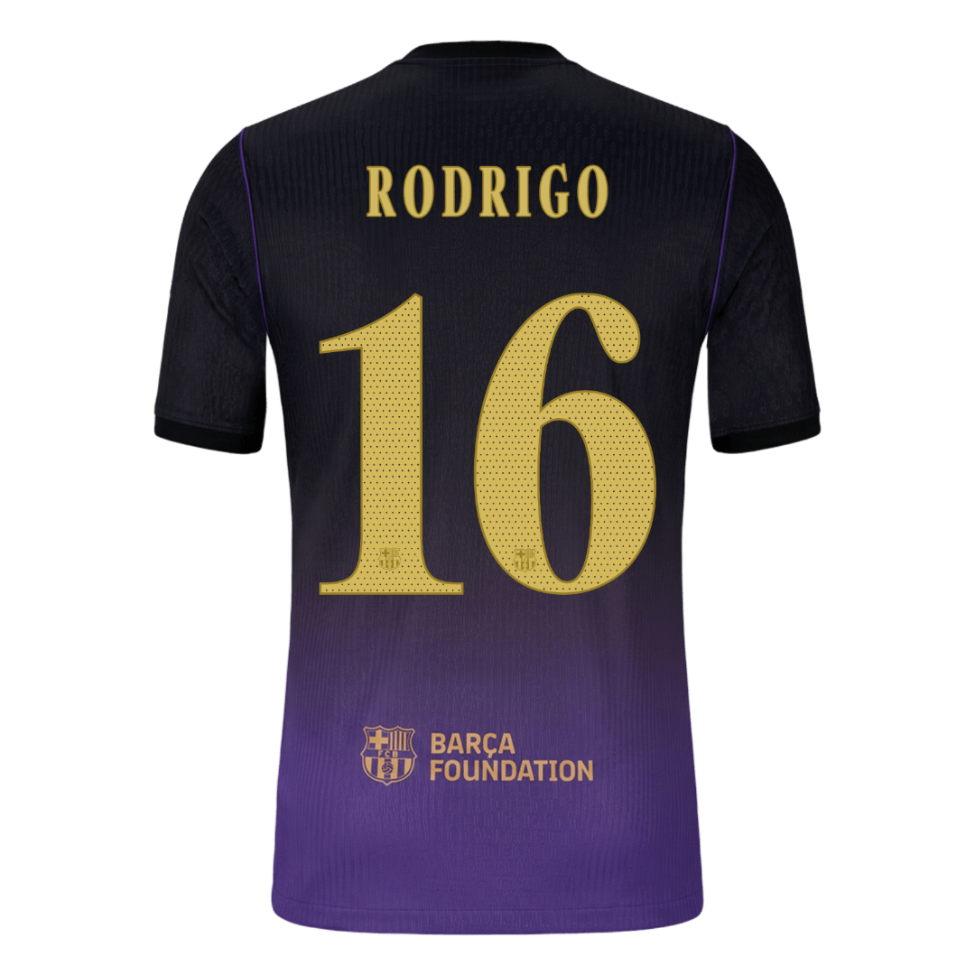 RODRIGO #16 Barcelona Extérieur Maillot 2026/27 Black/Purple Joueur - UCL