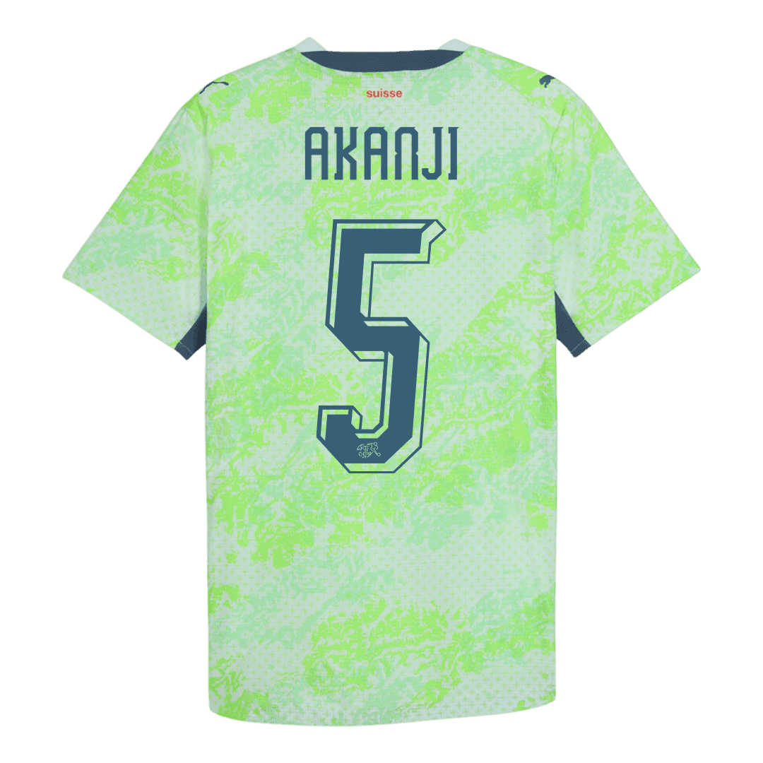 AKANJI #5 Suisse Extérieur Maillot - Coupe du Monde 2026 Vert