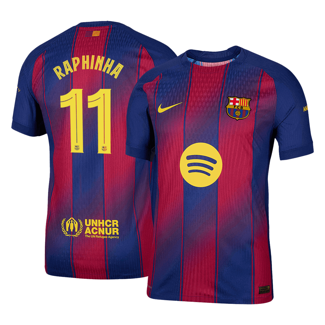 RAPHINHA #11 Barcelone Domicile Maillot 2025/26 Rouge&Bleu Joueur - UCL