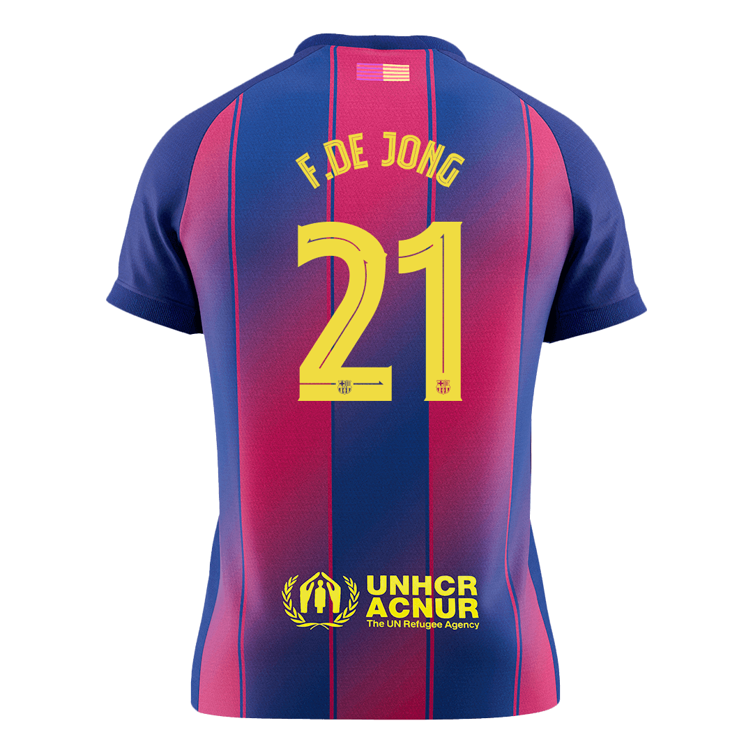 F.DE JONG #21 Barcelona Domicile Maillot 2025/26 Rouge&Bleu - UCL - Super