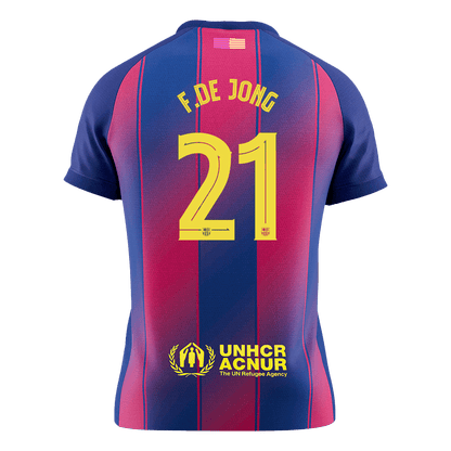 F.DE JONG #21 Barcelona Domicile Maillot 2025/26 Rouge&Bleu - UCL - Super