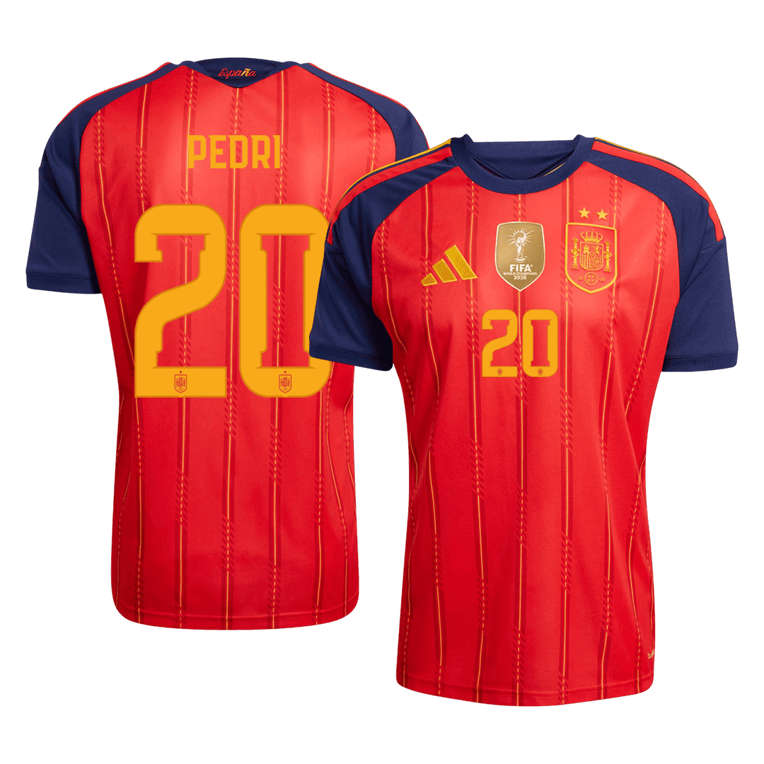 PEDRI #20 Espagne Domicile Maillot - Coupe du Monde 2026 Rouge